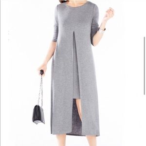 BCBGMAXAZRIA Ayana Layered Front Slit Midi Dress